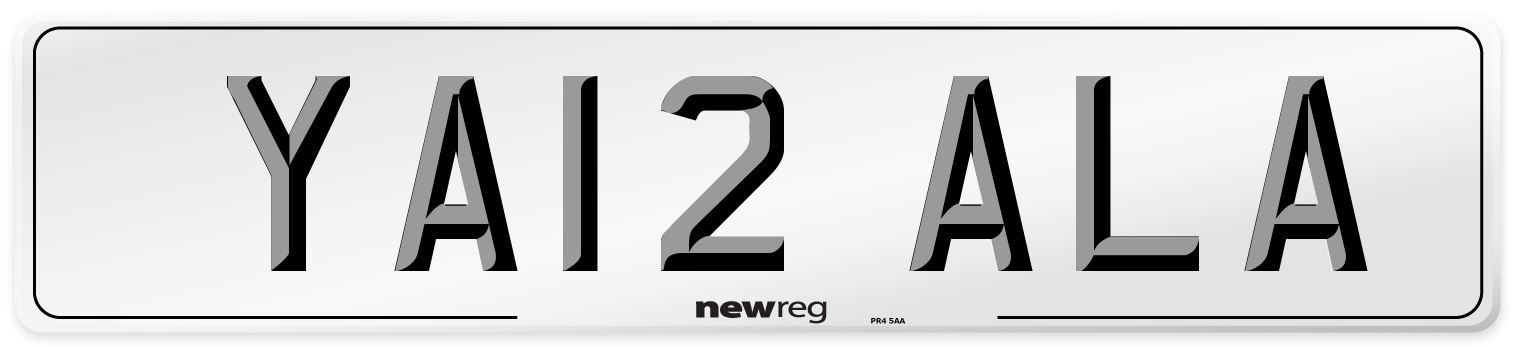 YA12 ALA Number Plate from New Reg